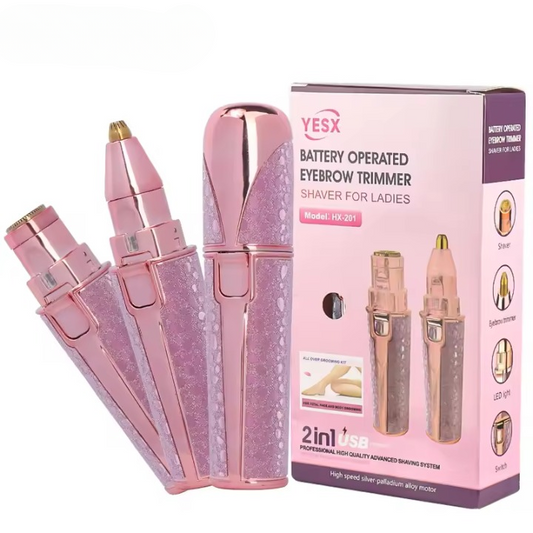 2-in-1 Eyebrow Trimmer & Facial Hair Shaver | Battery-Operated |